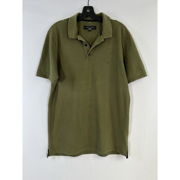 Rag Bone Polo Shirt Mens Medium Olive Short Sleeve Preppy Golf Embroidered Logo - Picture 1 of 9